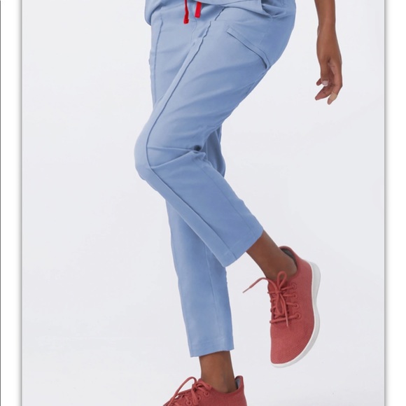 💝 Mediclo Denim Blue Scrub set Sal XXS Top Sicily XS Petite Bottom - Picture 3 of 6